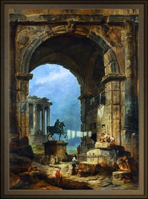 Capriccio of Roman Ruins and a Statue of Marcus Aurelius by Hubert Robert